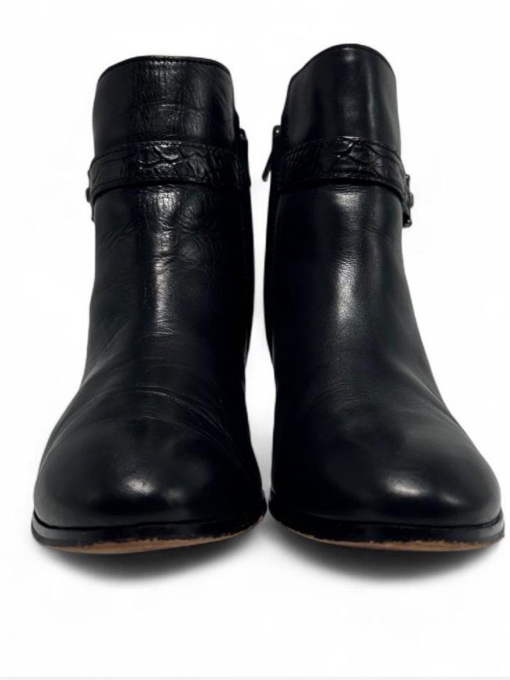 Coach Paulina ankle boots in black leather, embossed snake belt detail, 8.5 - Picture 2 of 8